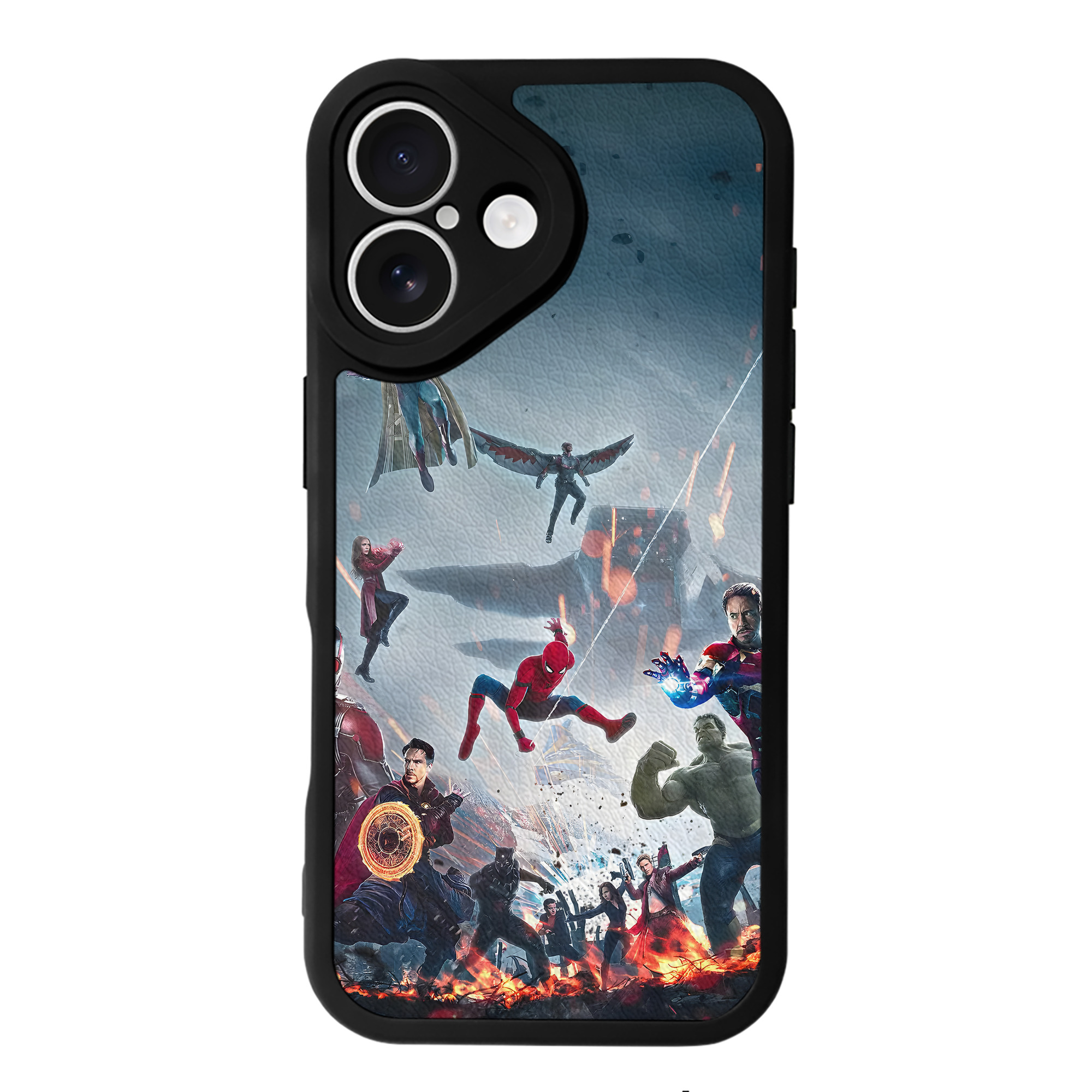 （画像用） アベンジャーズ The Avengers 【iPhone 16シリーズ対応】シリコンスマホケース（レザー調） 材質：シリコン